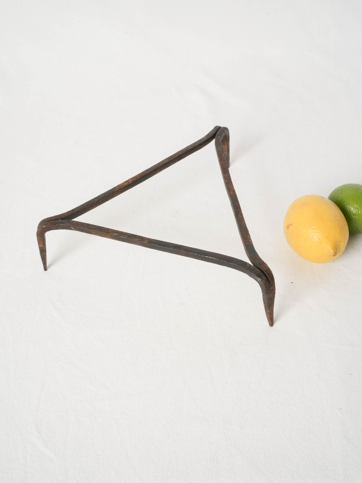 Antique Wrought Iron Triangular Trivet Stand