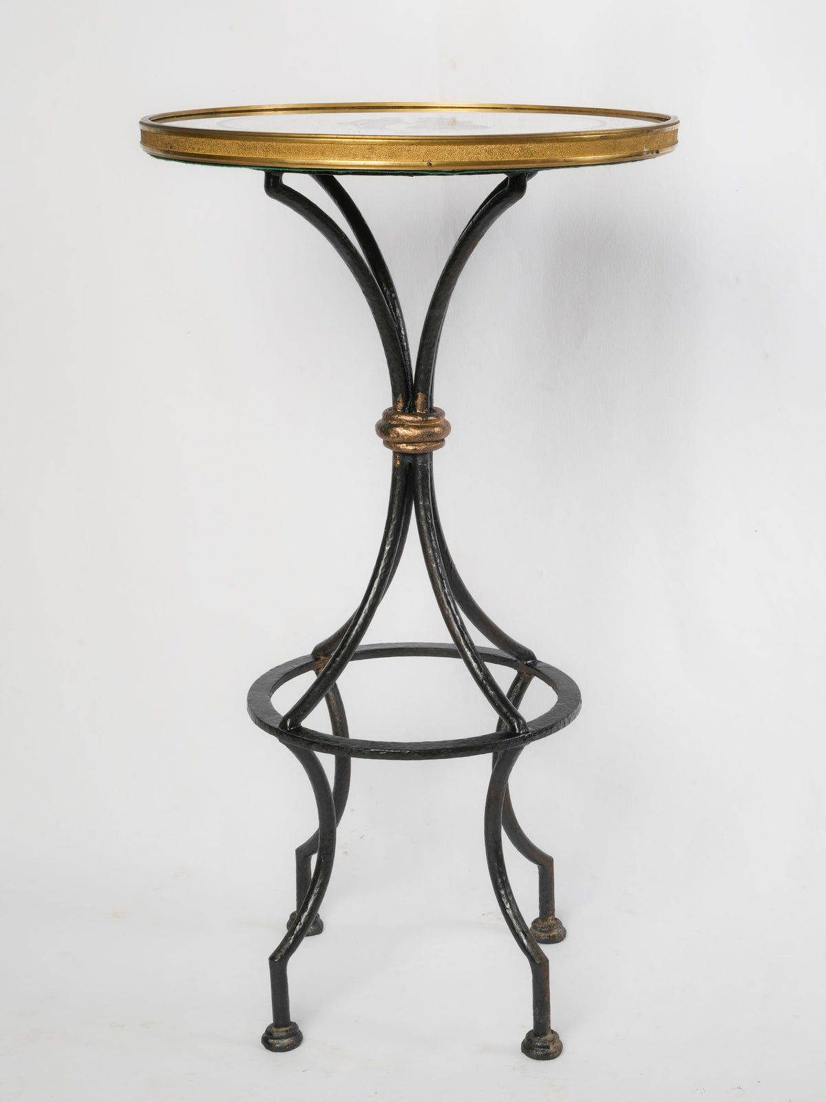 Delightful Petite French Pedestal Table w/ Reverse-Painted Mirrored Glass Top - 30" x 18"
