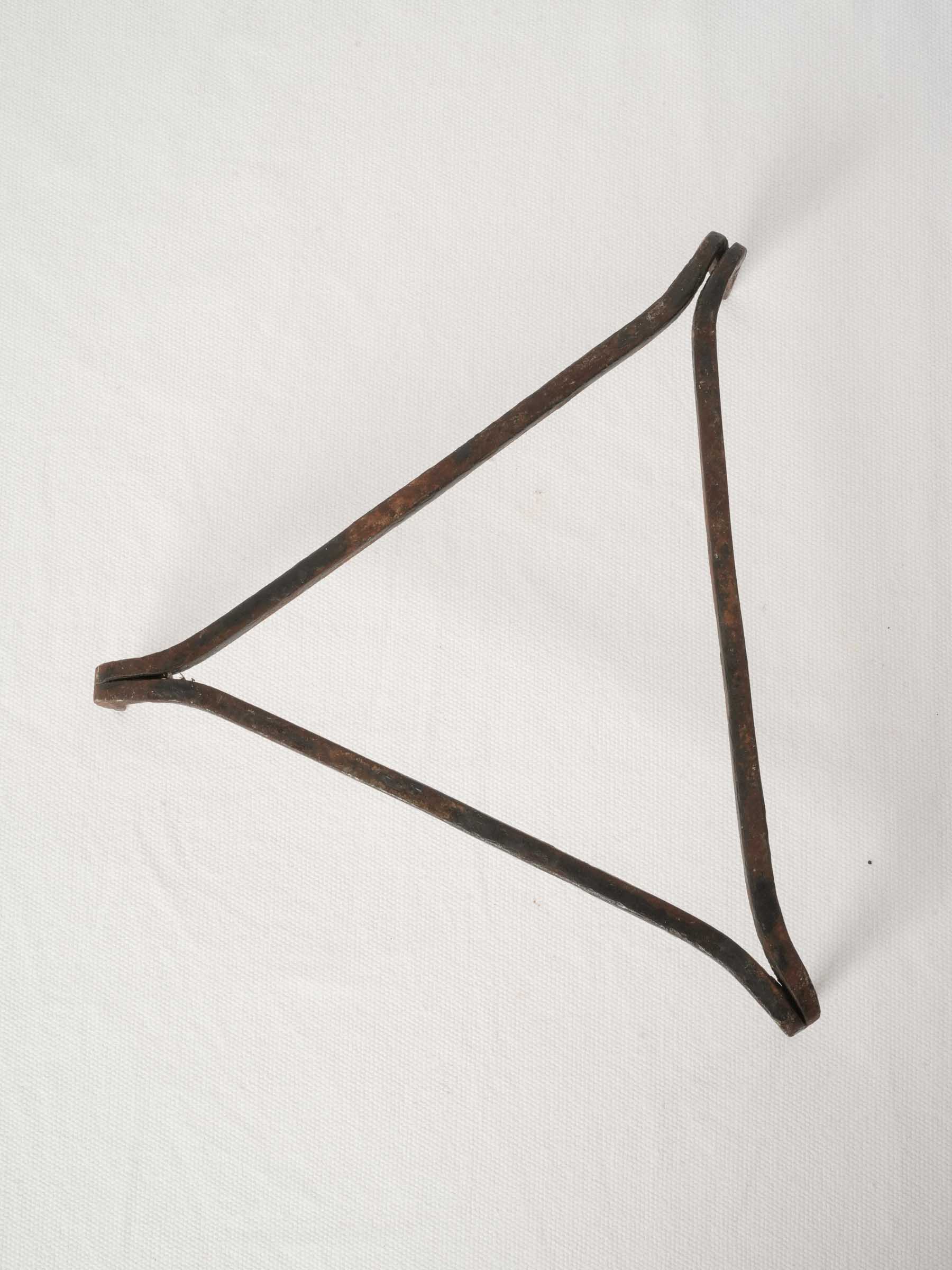 Antique Wrought Iron Triangular Trivet Stand