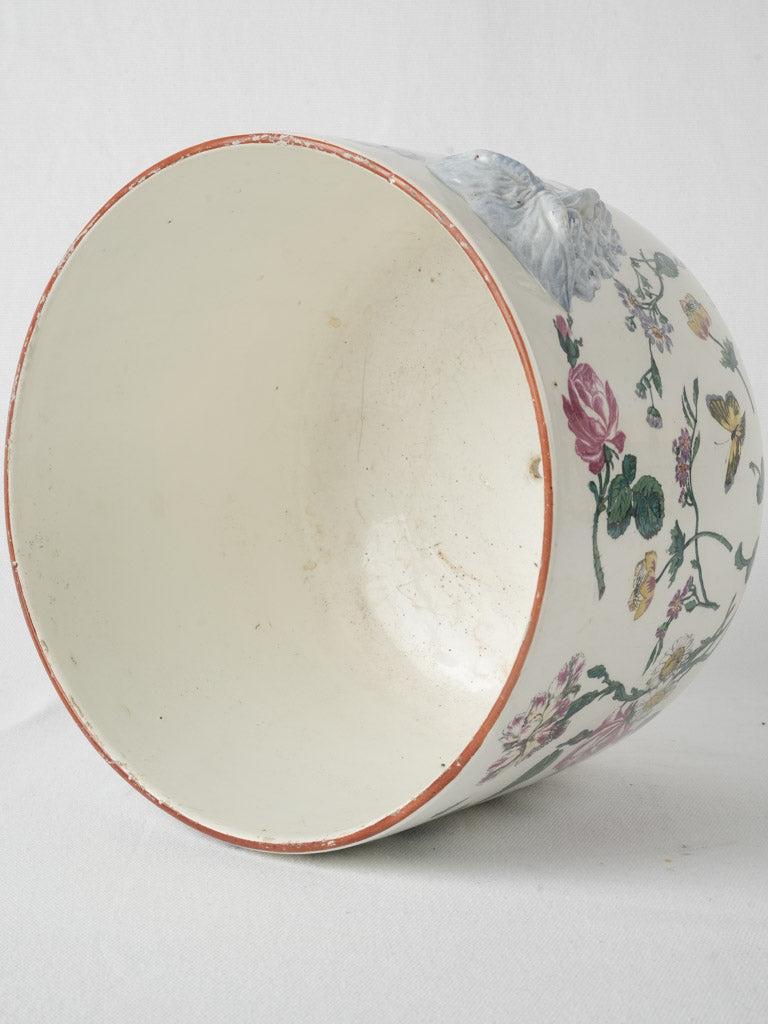 Vintage Gien porcelain floral jardinière planter