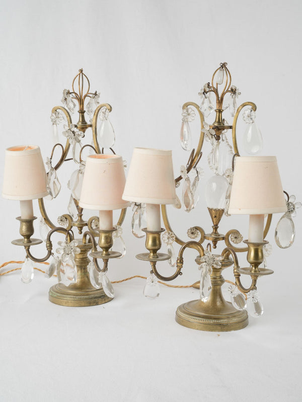 Antique teardrop-shaped French brass lamps