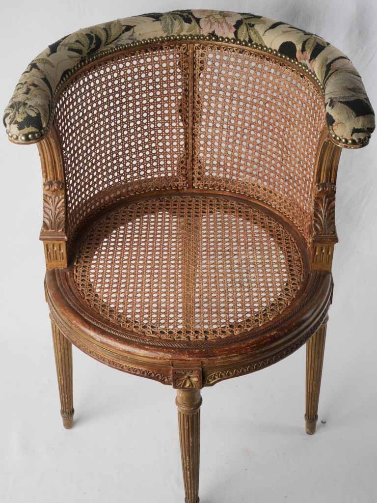 Petite Louis XVI Style Caned Desk Armchair Circa 1900 - 30¼"