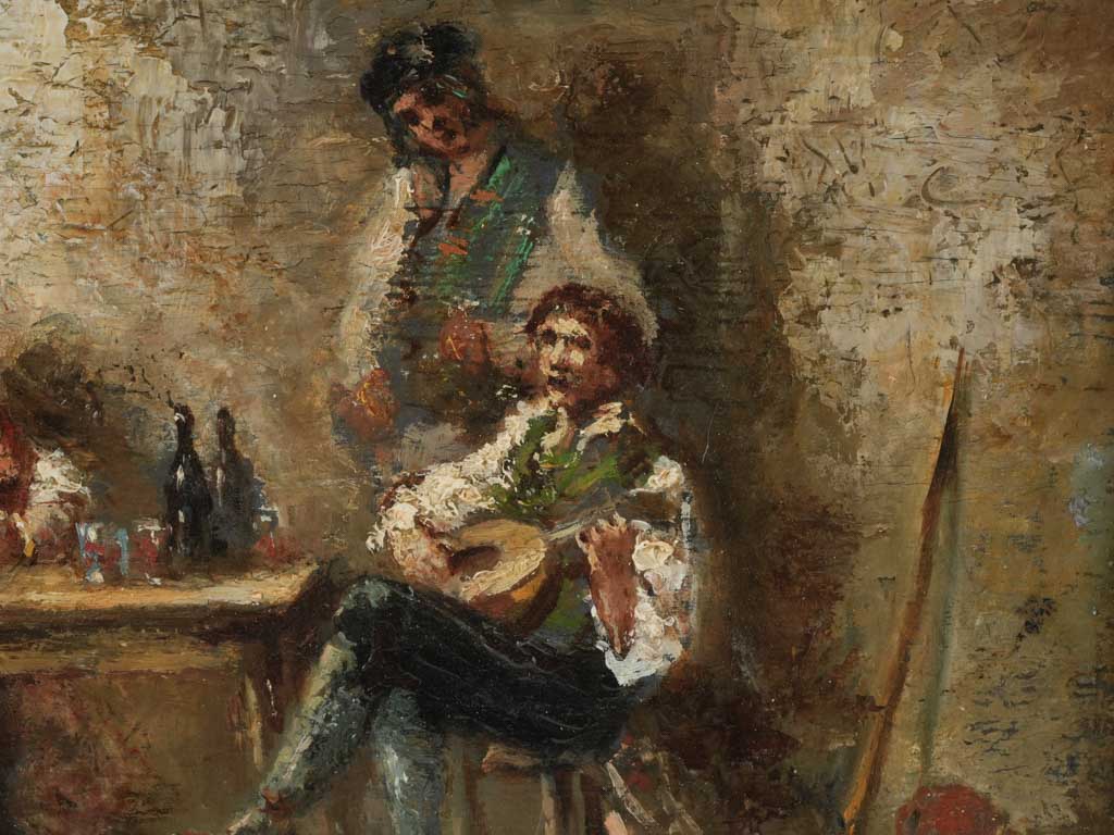 Charming genre painting - Tavern gathering