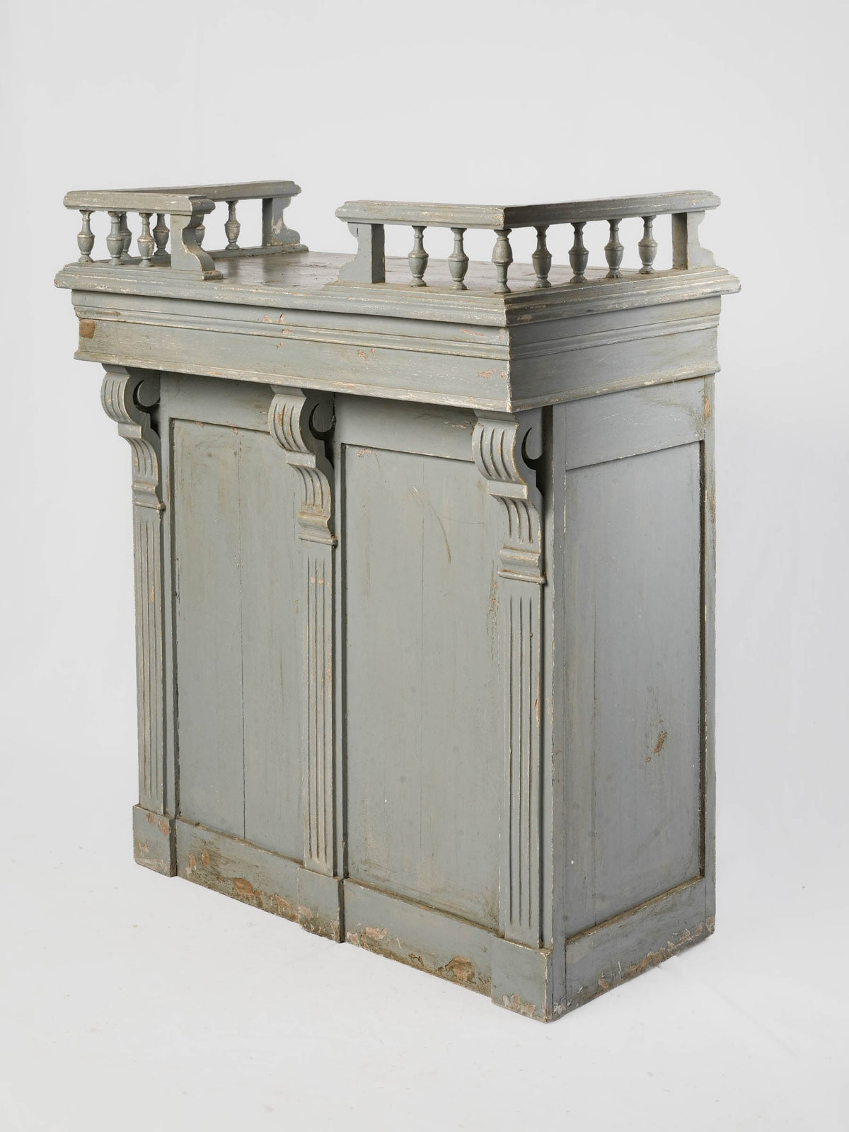 Antique French Shop Counter with Timeworn Gray Paint - 38¼"  x 32"