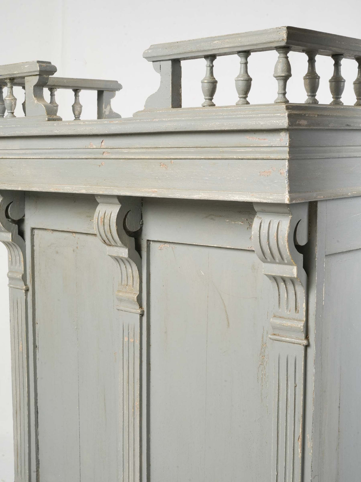 Antique French Shop Counter with Timeworn Gray Paint - 38¼"  x 32"
