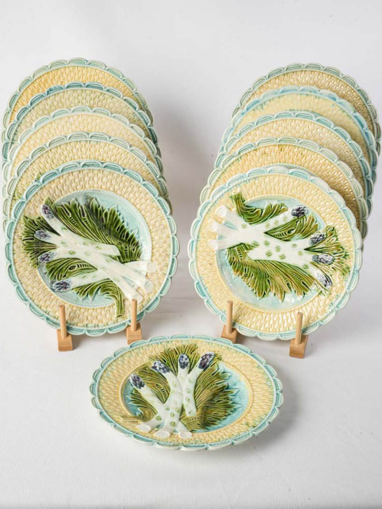 Vintage French majolica asparagus plates  