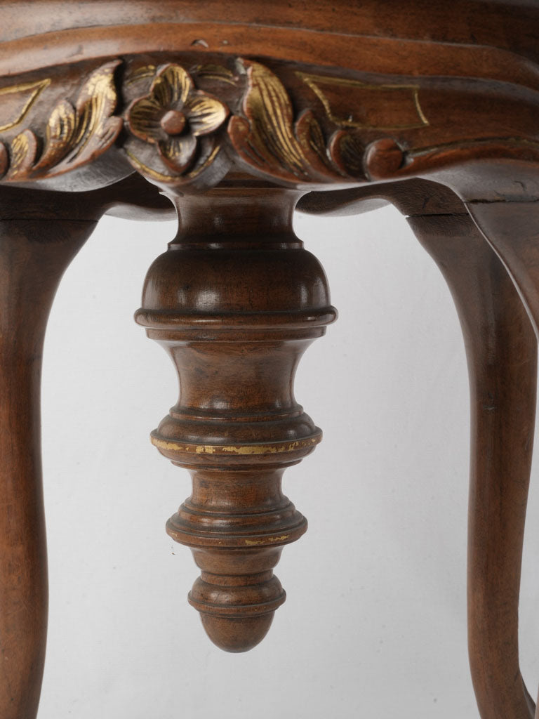 A French Late 19th-Century Louis XV Style Walnut Adjustable Piano Stool- 19¾"