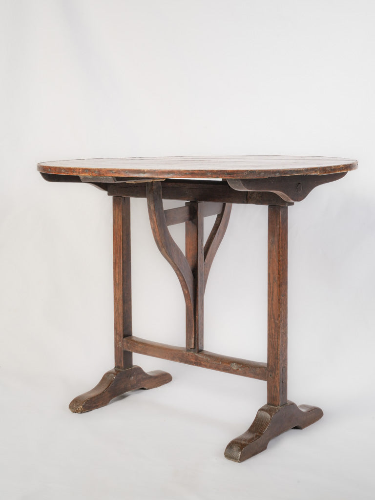 Petit Antique French Table de Vigneron, Oval & Folding - 33¾" x 30¼"