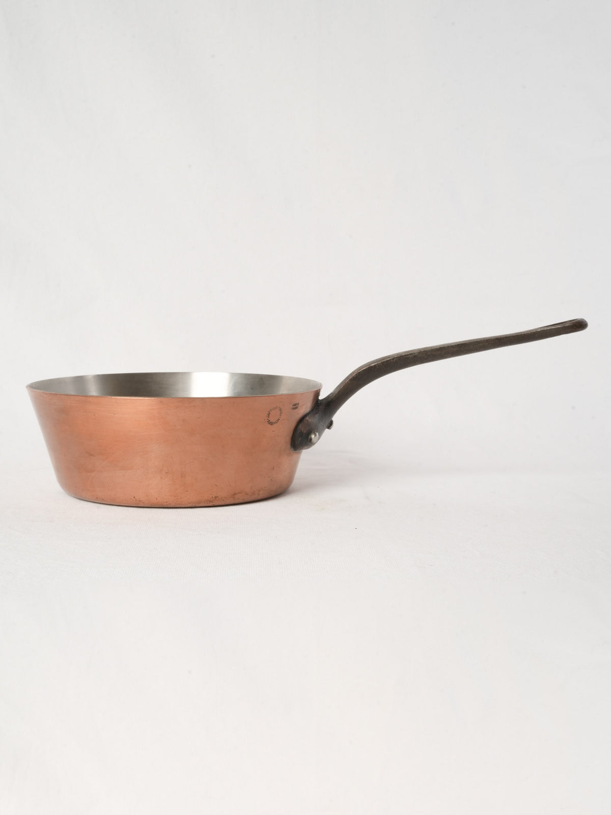 Large French Copper Faitout with Iron Handle from Avignon