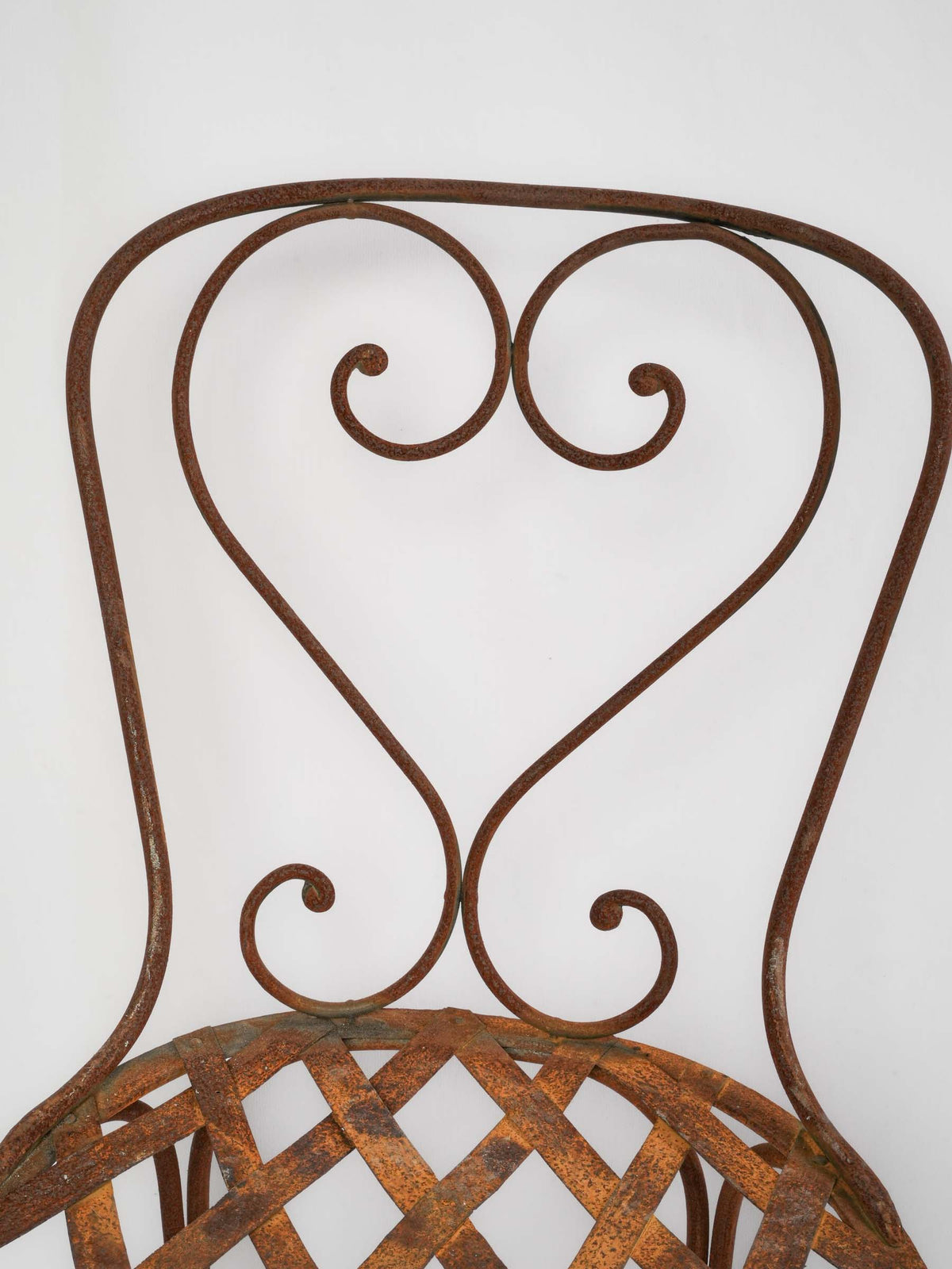 Pair of Late 19th-Century French Wrought-Iron Garden Chairs w/ Rust Patina