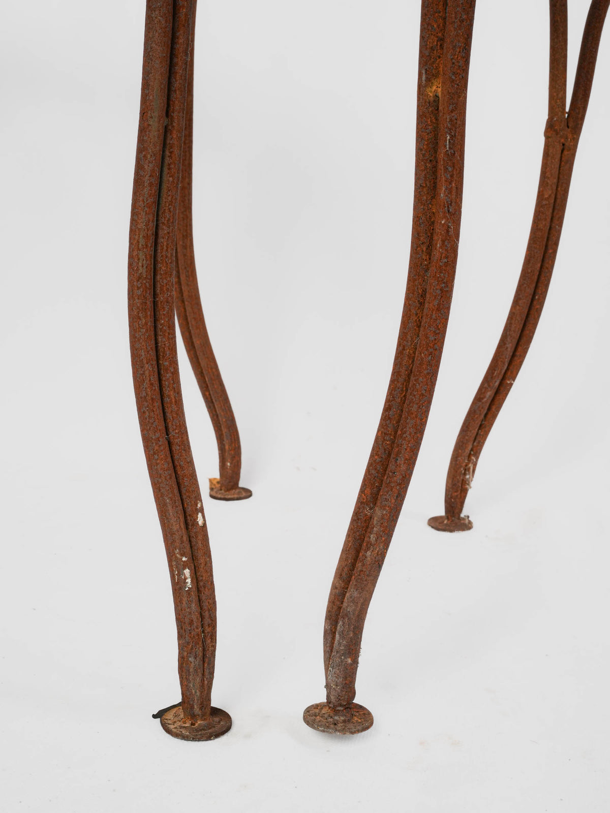 Pair of Late 19th-Century French Wrought-Iron Garden Chairs w/ Rust Patina