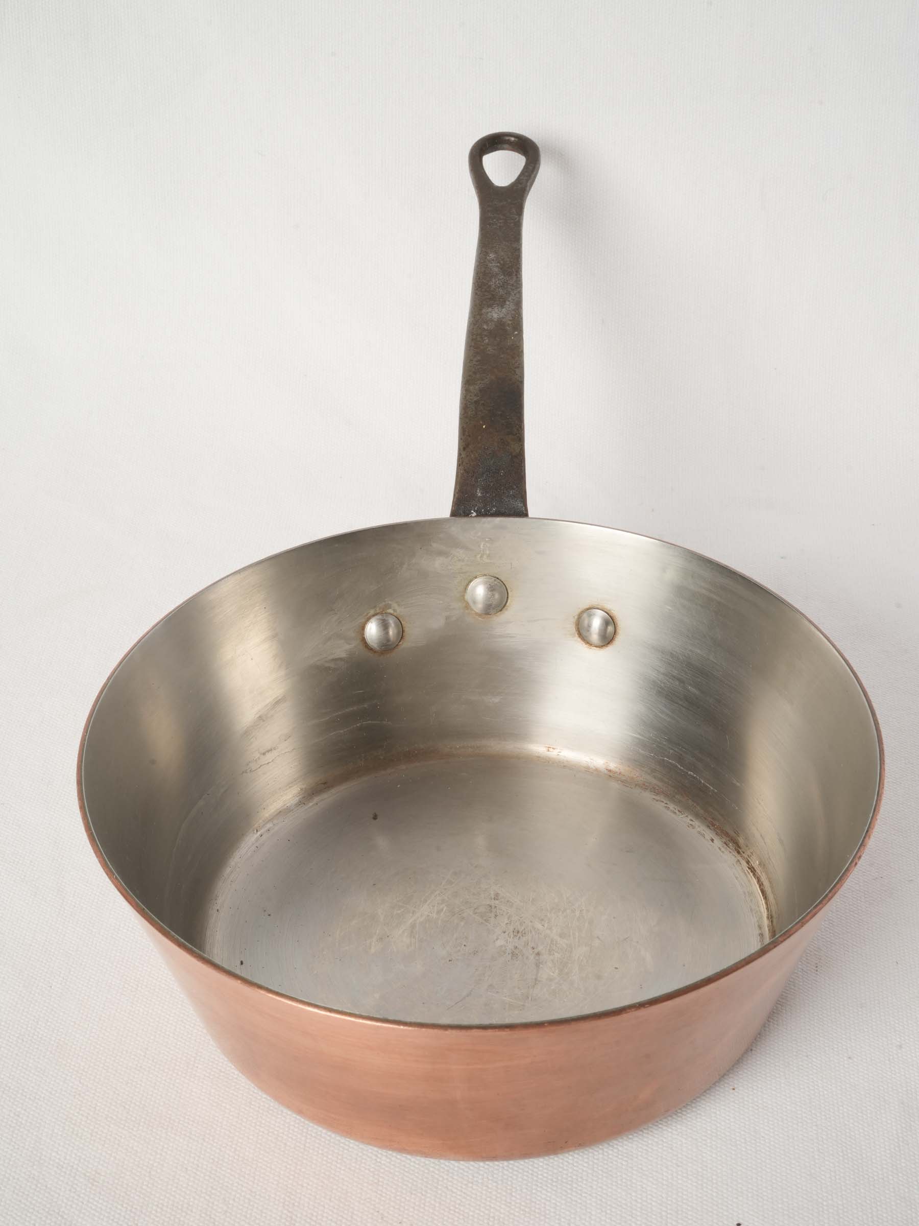 Large French Copper Faitout with Iron Handle from Avignon