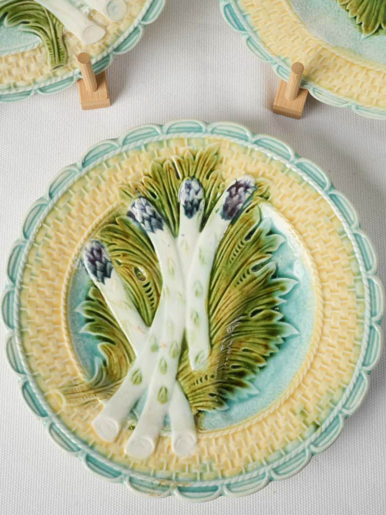 Colorful relief-molded asparagus plates  