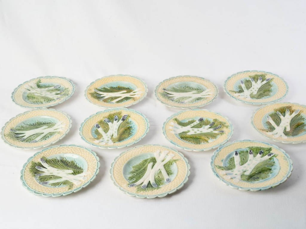 Vibrant aqua-edged dining plates  