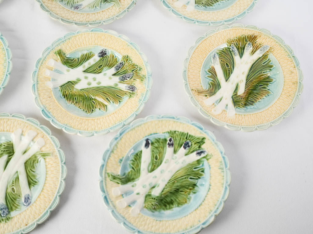 Artful French pottery asparagus plates  