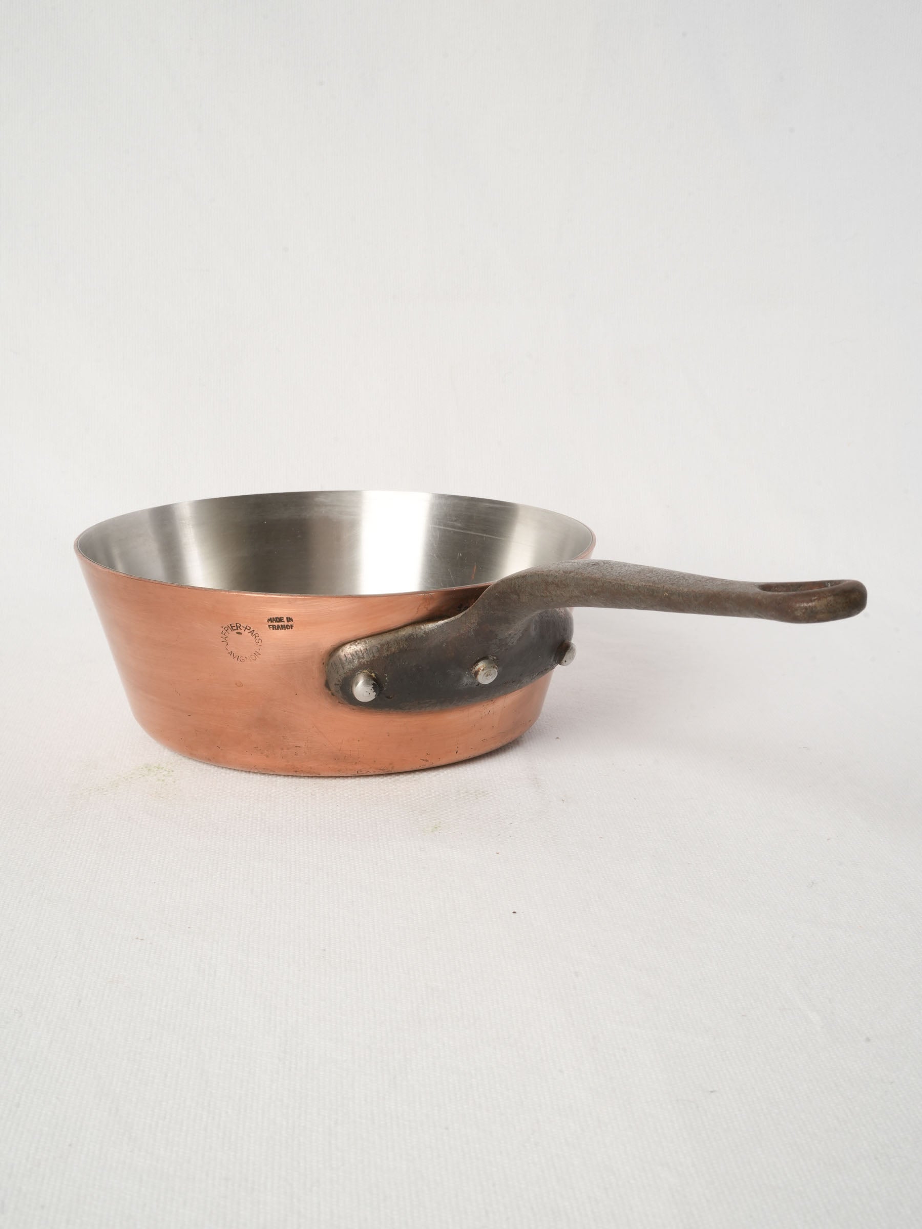 Vintage French Copper Faitout with Iron Handle from Avignon