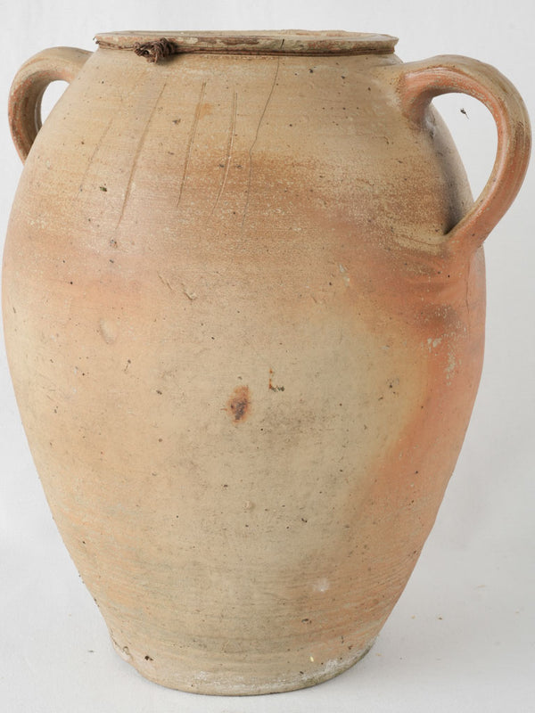 Antique French terracotta cream glaze pot