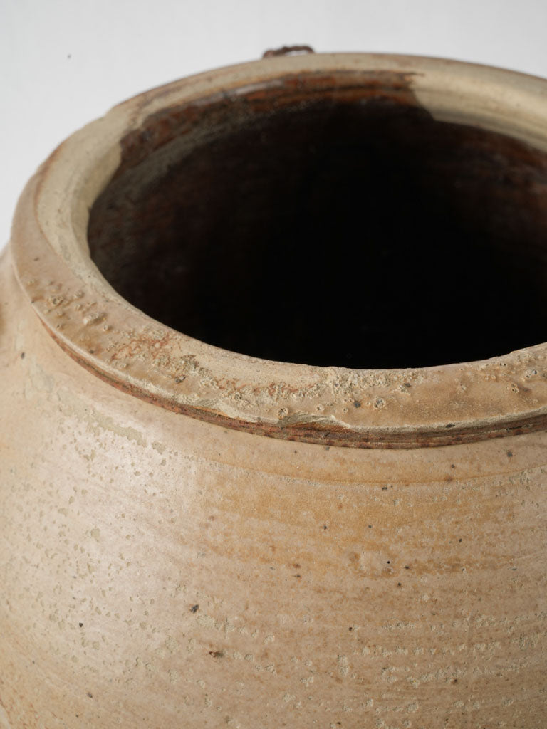 Cream glaze vintage French terracotta pot