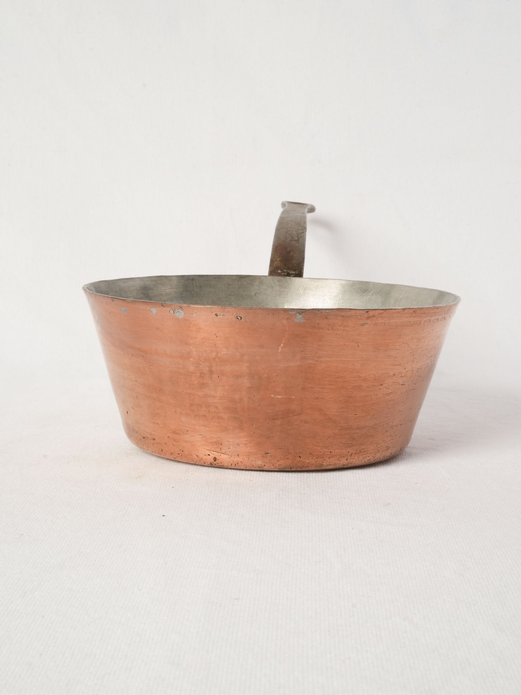 Antique French Hammered Copper Saucepan with Iron Handle