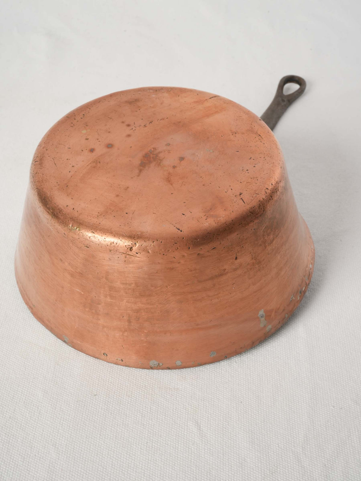 Antique French Hammered Copper Saucepan with Iron Handle