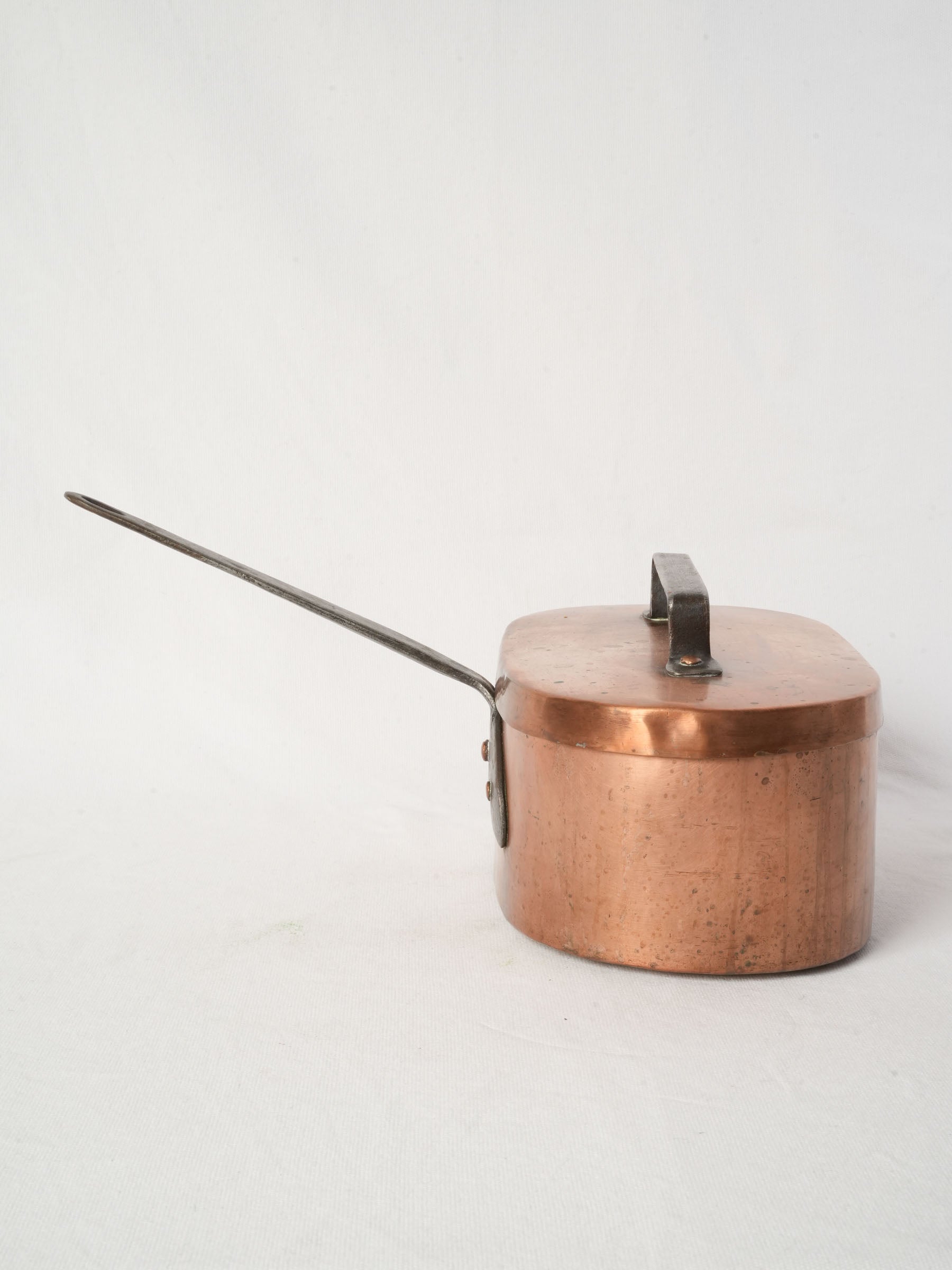 French Copper Daubière with Wrought Iron Handle from Chanteduc