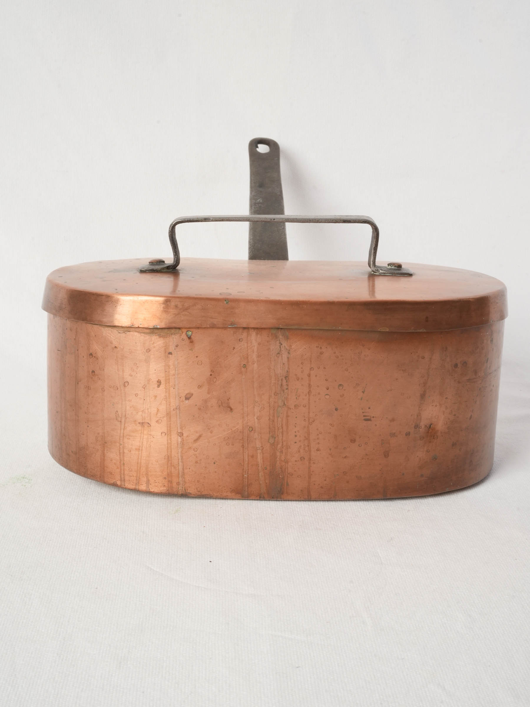 French Copper Daubière with Wrought Iron Handle from Chanteduc