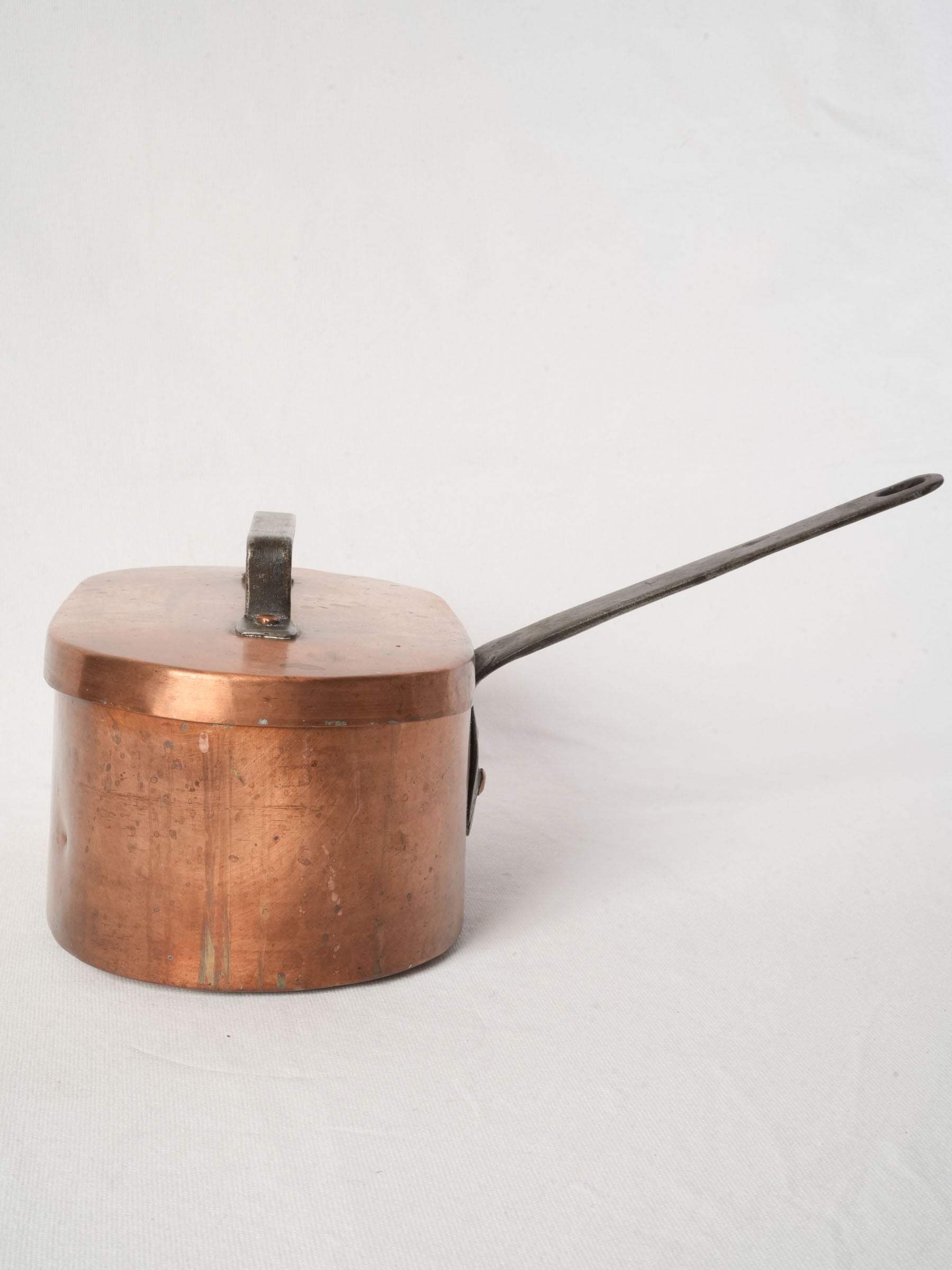 French Copper Daubière with Wrought Iron Handle from Chanteduc