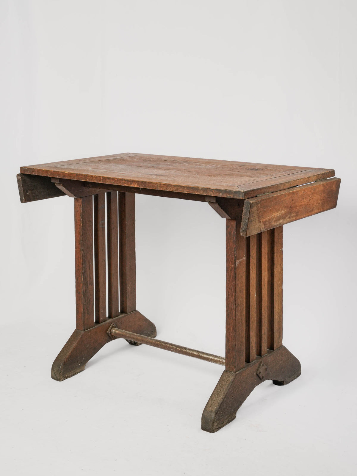 French Art Deco Wooden Bistro Table with Drop Leaves