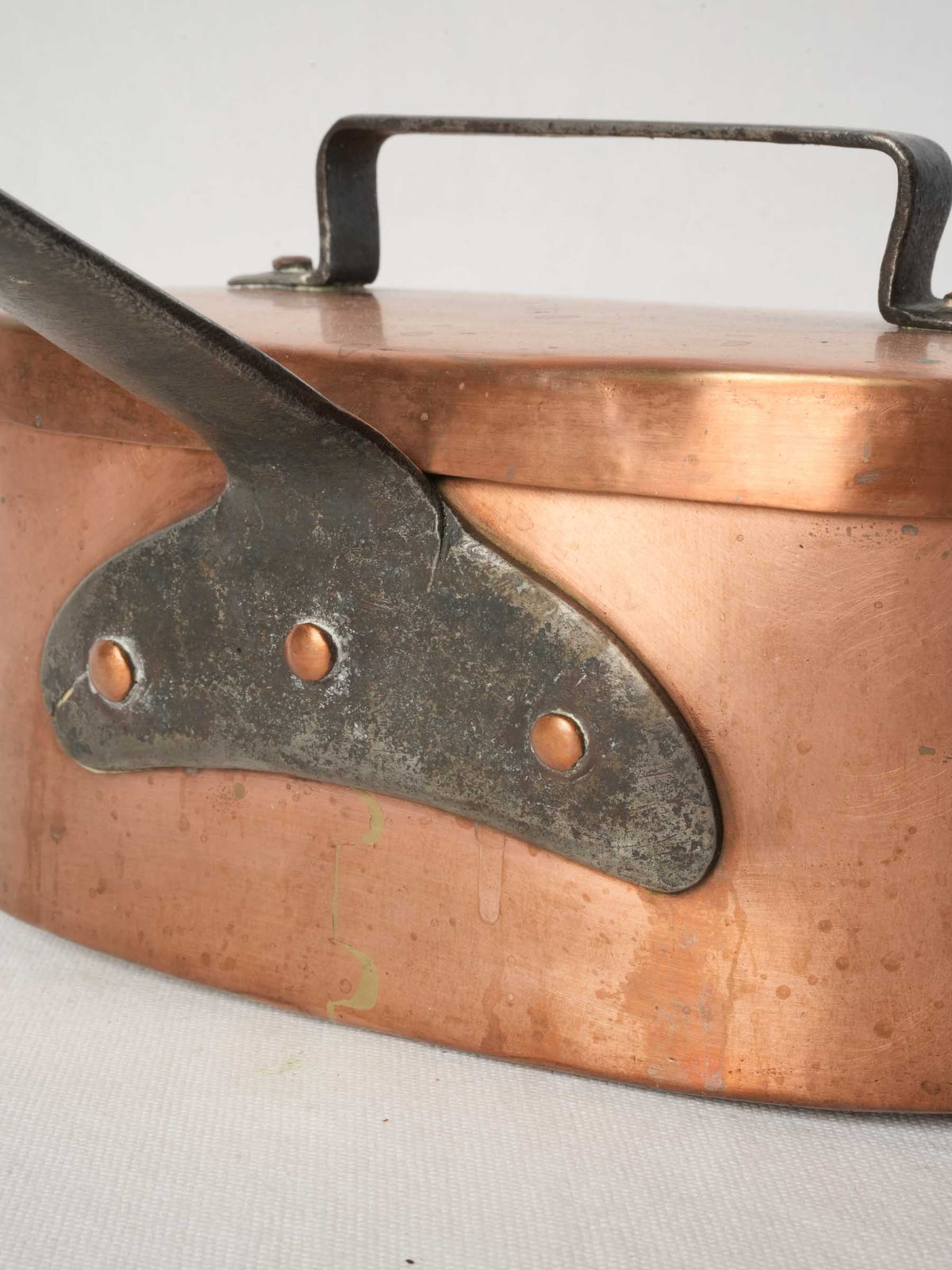 French Copper Daubière with Wrought Iron Handle from Chanteduc