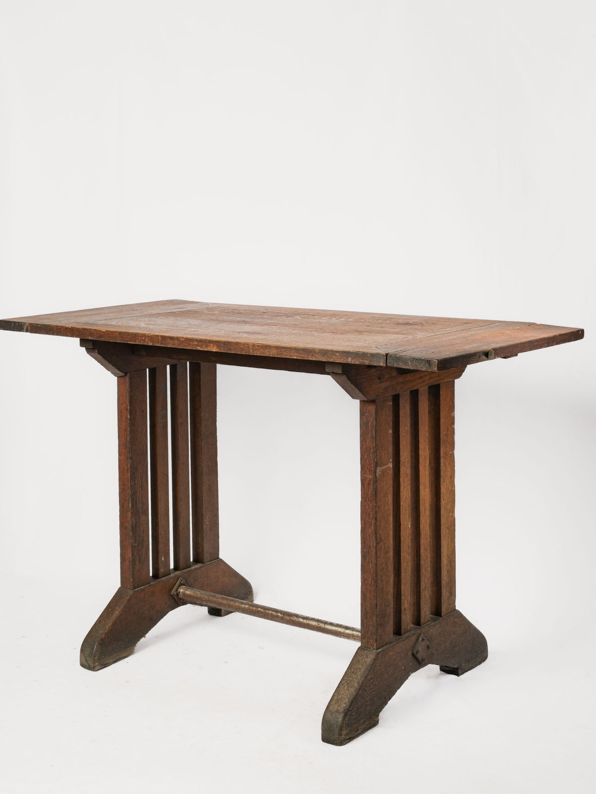 French Art Deco Wooden Bistro Table with Drop Leaves
