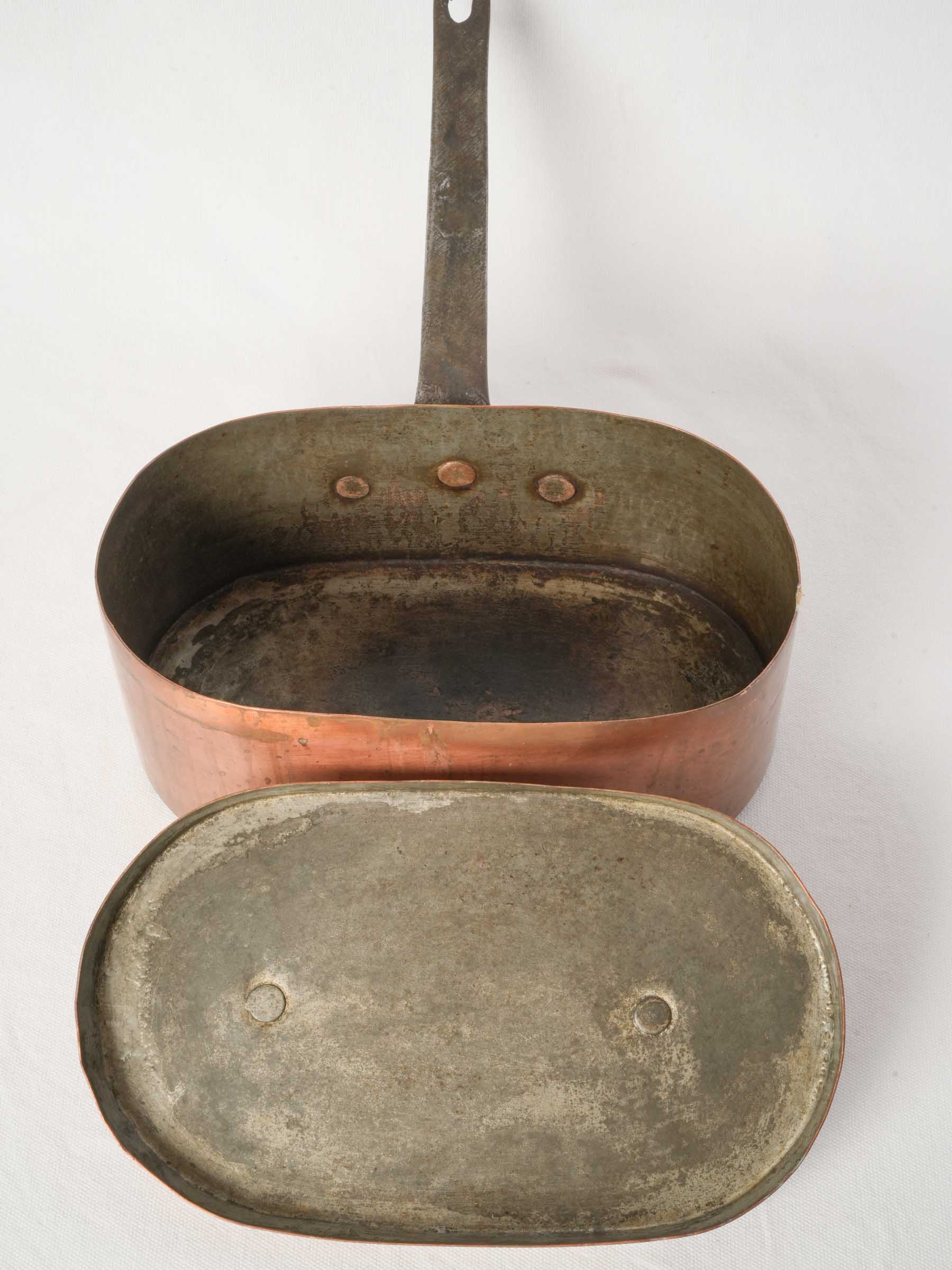 French Copper Daubière with Wrought Iron Handle from Chanteduc