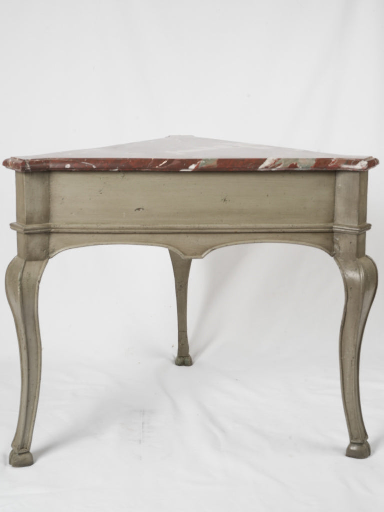 Exquisite antique triangular red marble table