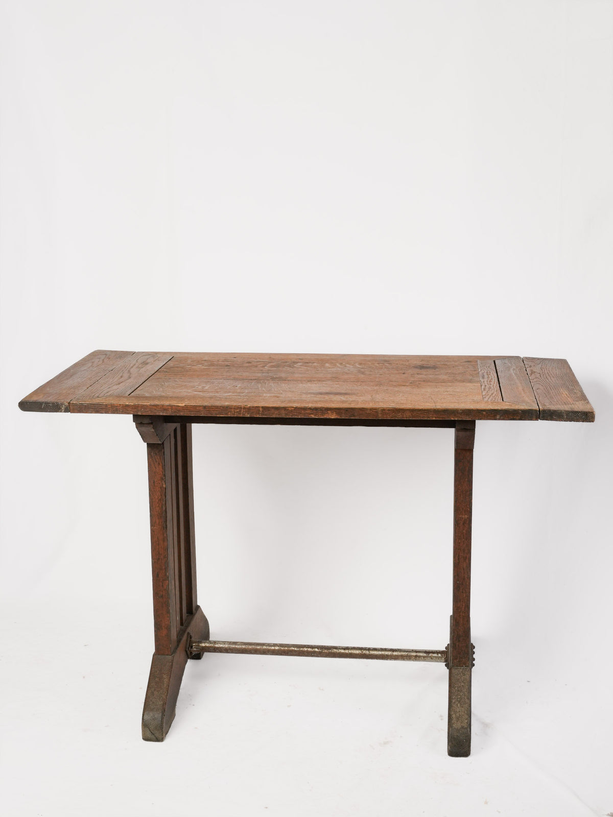 French Art Deco Wooden Bistro Table with Drop Leaves