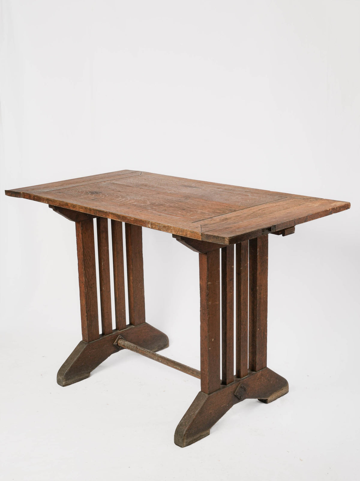 French Art Deco Wooden Bistro Table with Drop Leaves