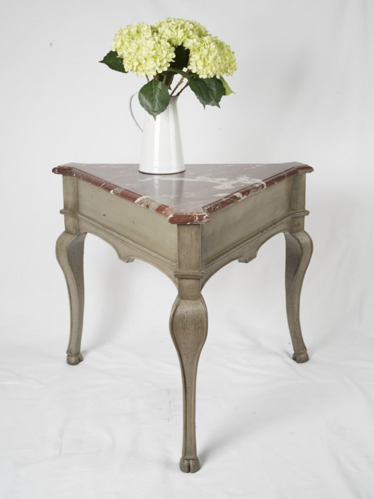 French Louis XIV triangle red marble table
