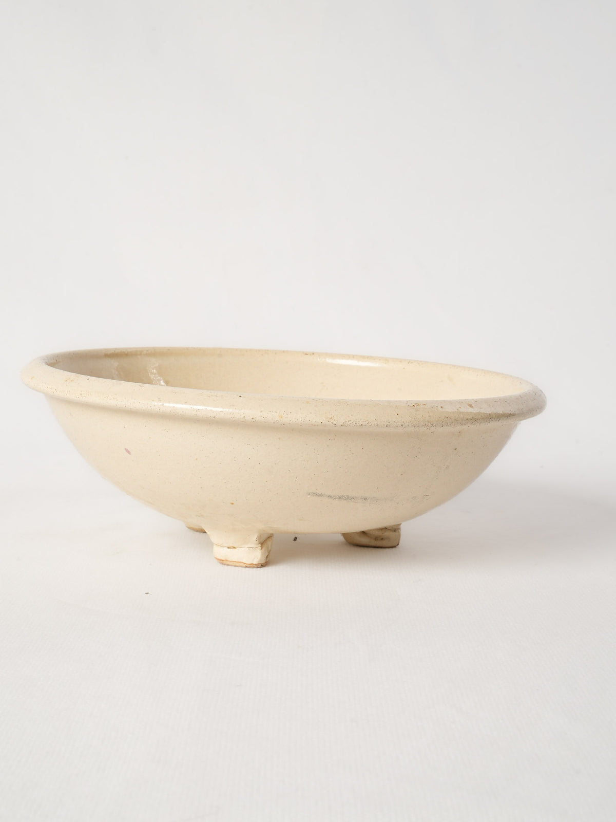 Vintage French Ceramic Colander w/ Ivory Glaze 8¾"