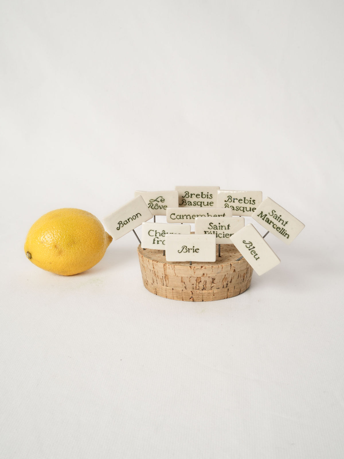 Set of  Bespoke 10 Ceramic French Cheese Labels - Hand Lettered