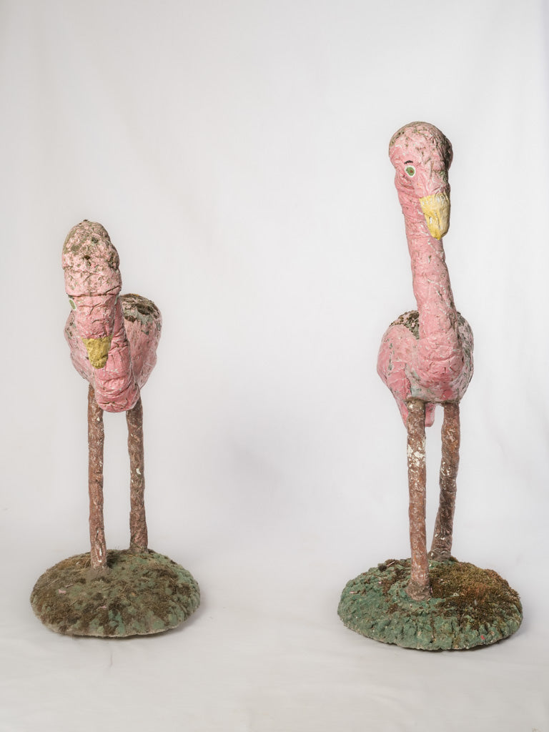 Handcrafted concrete flamingo ornaments