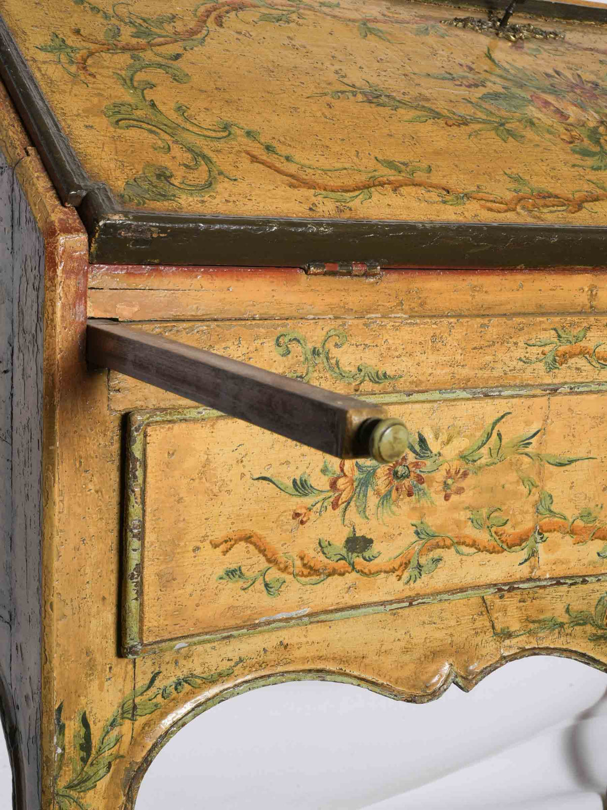 Stunning 18th-Century Rococo Hand-Painted Slant-Front Writing Desk - 39" x 40½"