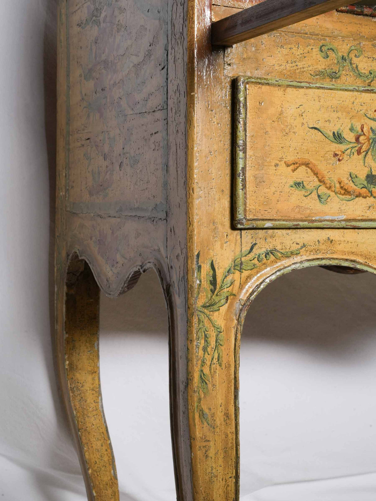 Stunning 18th-Century Rococo Hand-Painted Slant-Front Writing Desk - 39" x 40½"