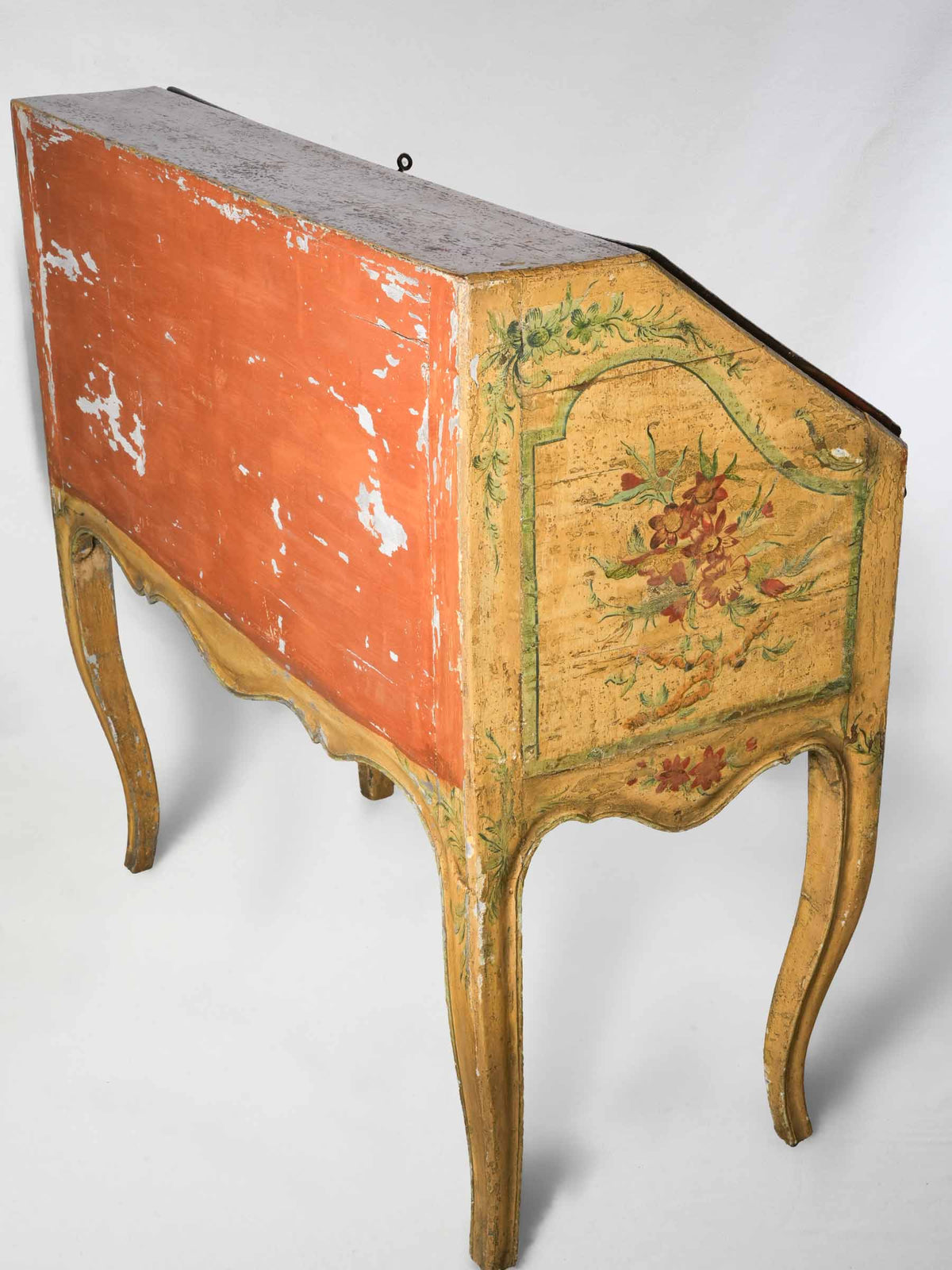 Stunning 18th-Century Rococo Hand-Painted Slant-Front Writing Desk - 39" x 40½"