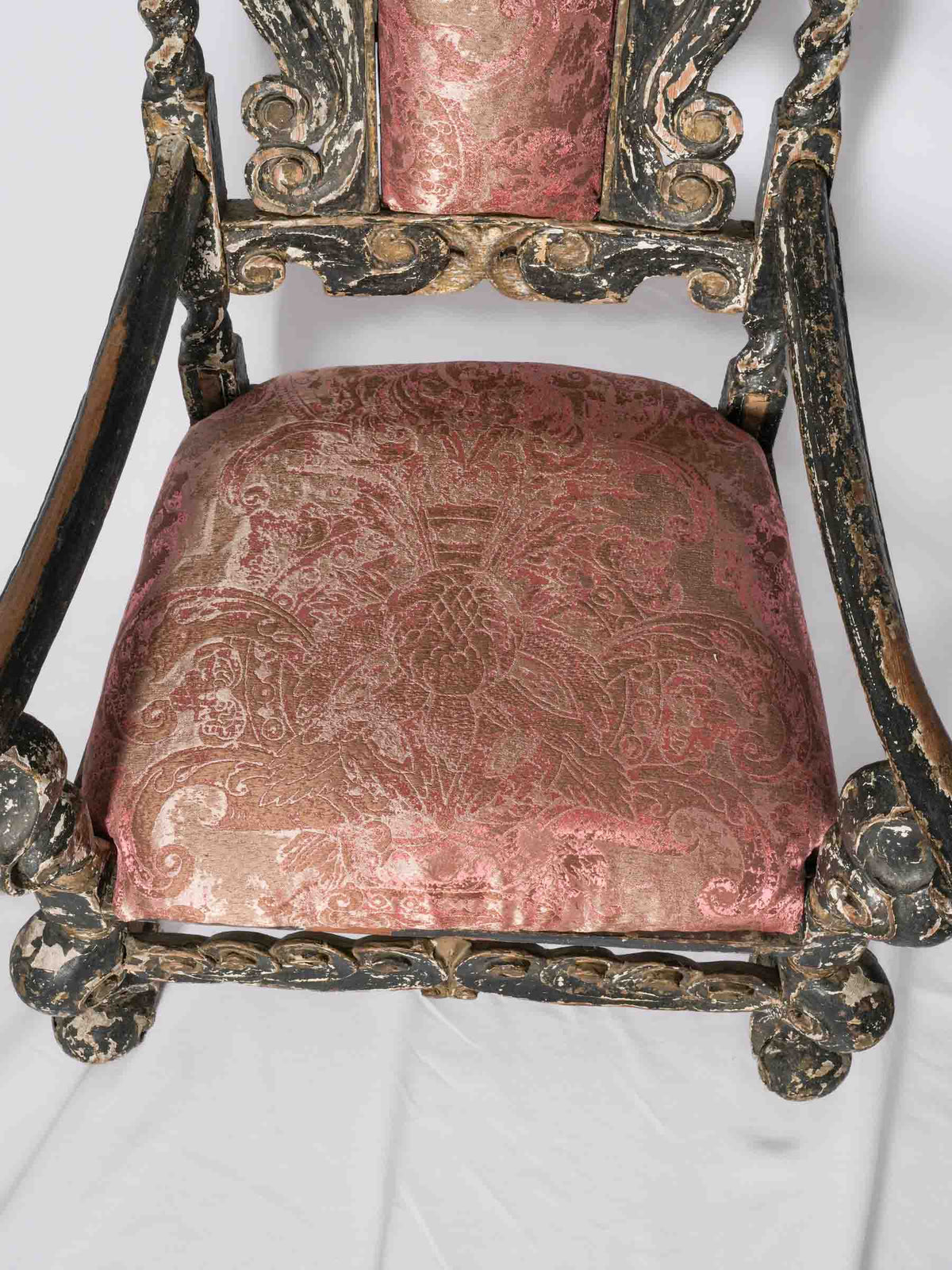 18th-Century Venetian Baroque Armchair with New Rubelli Upholstery - 52¼"