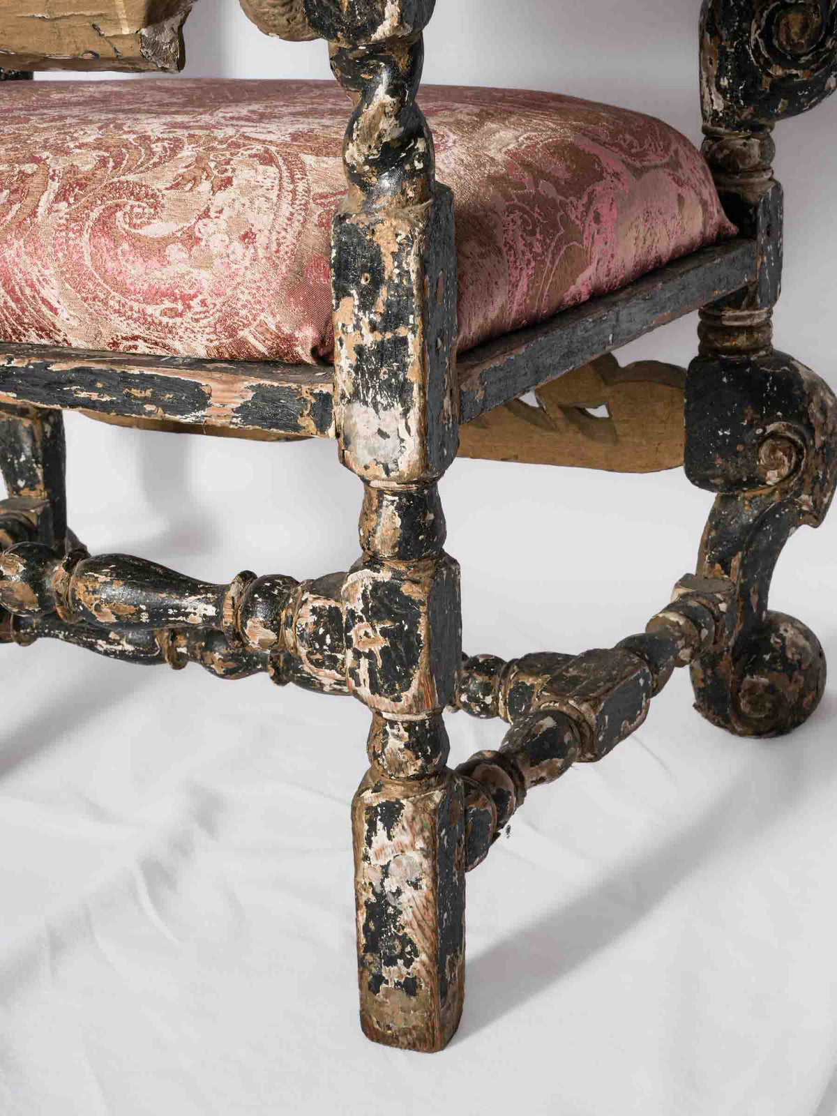 18th-Century Venetian Baroque Armchair with New Rubelli Upholstery - 52¼"