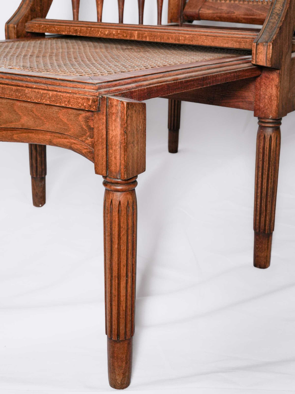1920s French Adjustable Reclining Cane Lounge Chair