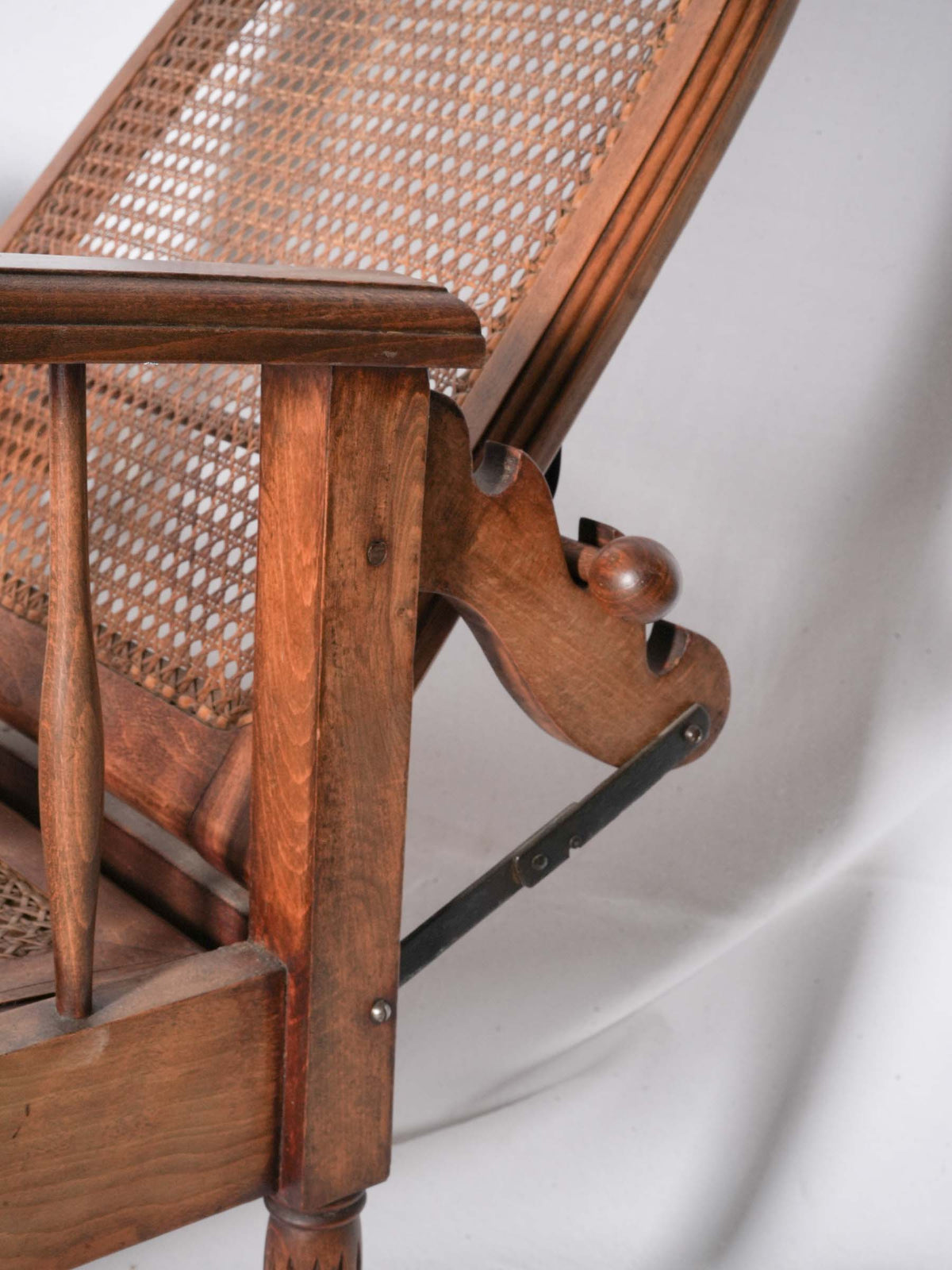 1920s French Adjustable Reclining Cane Lounge Chair