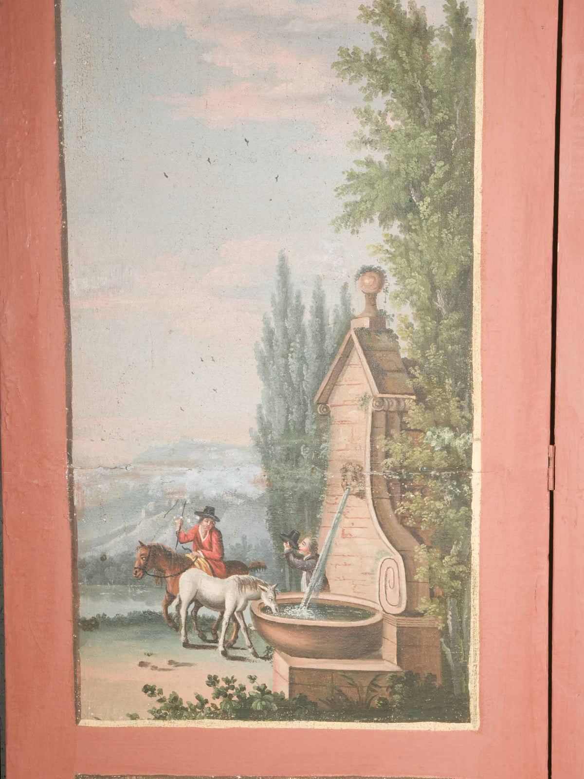 Late 18th-Century French Four-Panel Screen w/ Water-Themed Pastoral Scenes - 77¼"  x 102¼"