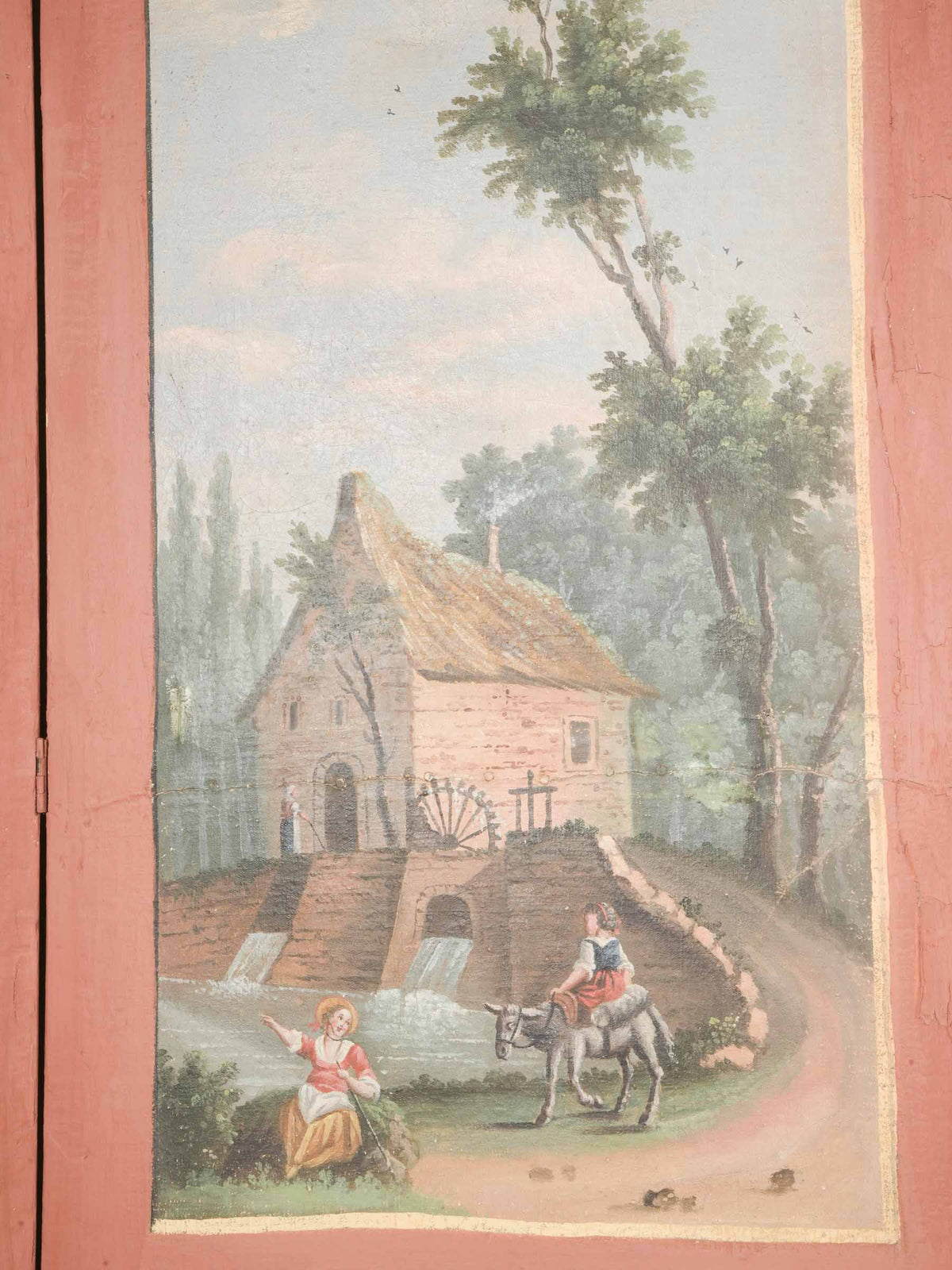 Late 18th-Century French Four-Panel Screen w/ Water-Themed Pastoral Scenes - 77¼"  x 102¼"