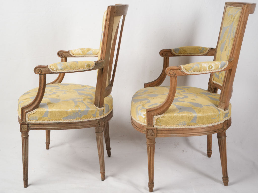 Set of Three Louis XVI Style Open Armchairs w/ Modern Upholstery