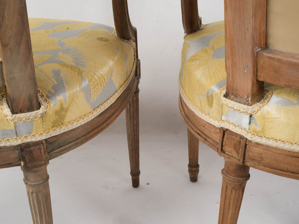 Set of Three Louis XVI Style Open Armchairs w/ Modern Upholstery