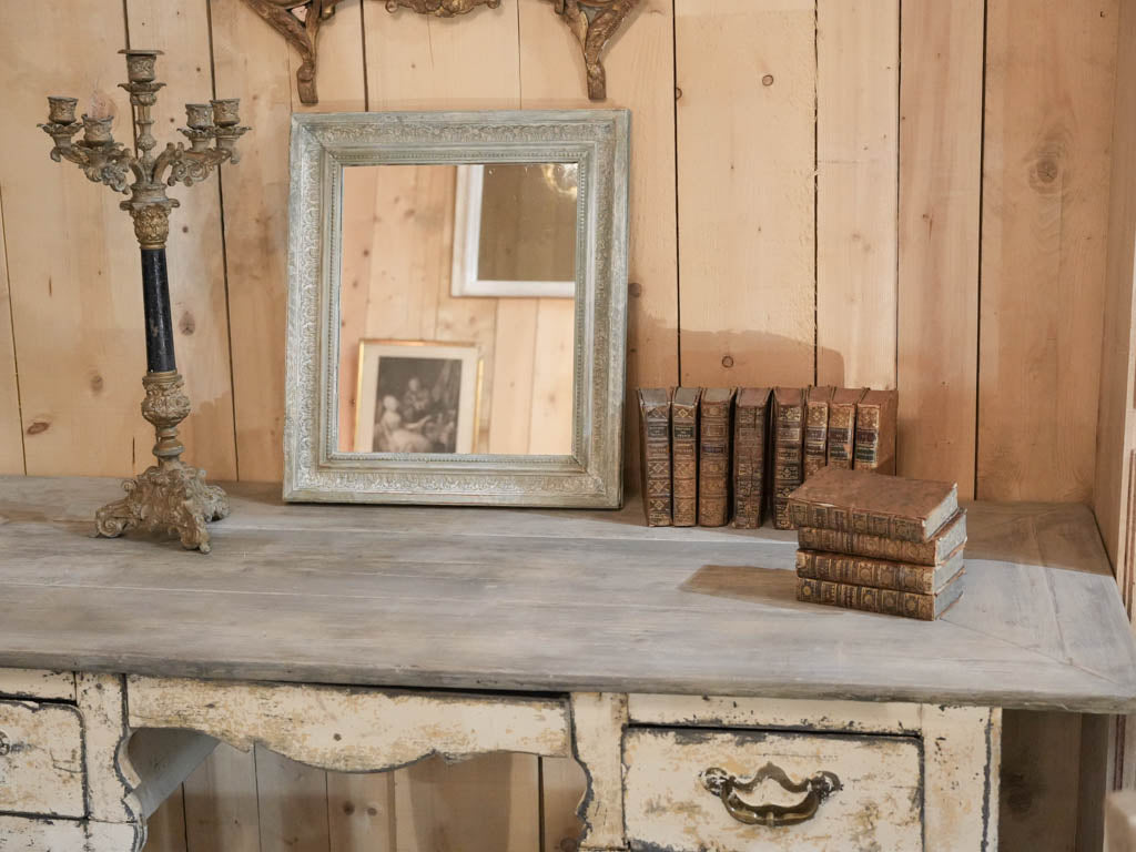 Late 19th Century Small French Rectangular Wall Mirror w/ Seafoam Green Patina - 22" x 19"